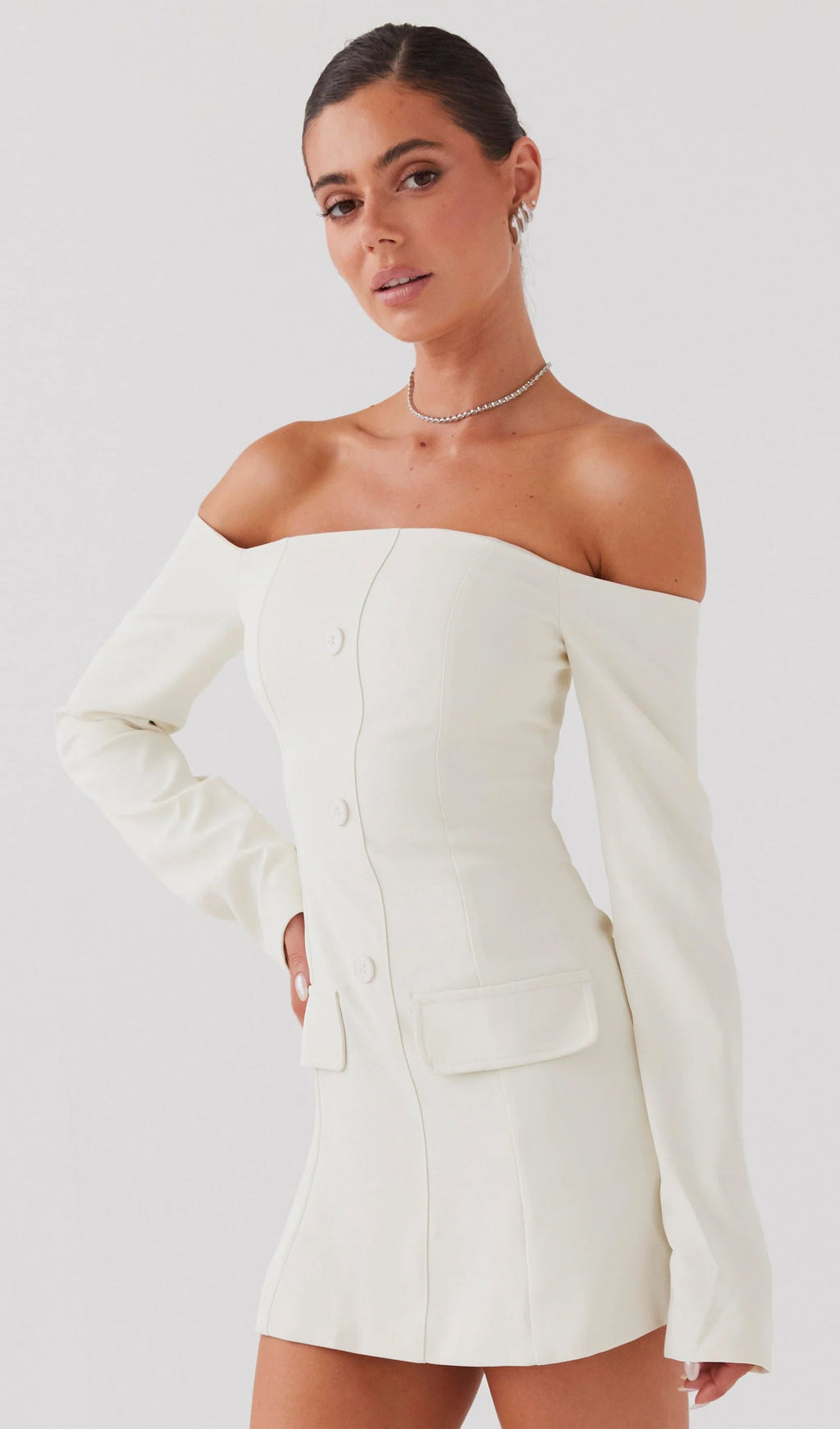 Blazer Omuz Açık Mini Elbise