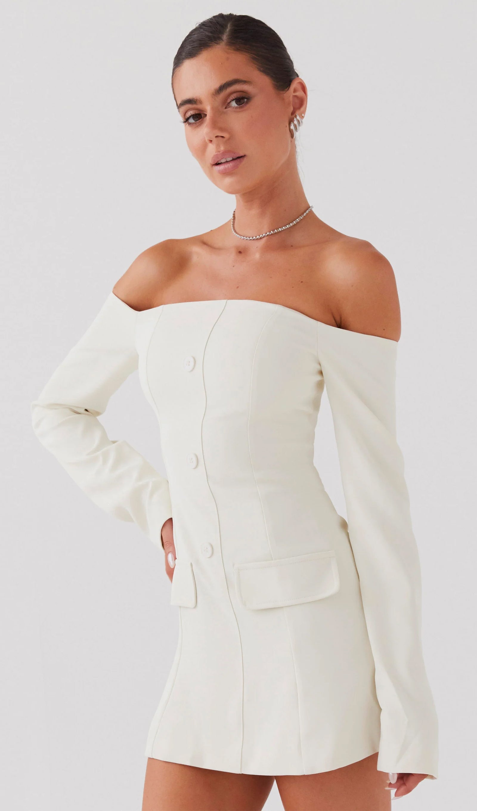 Blazer Omuz Açık Mini Elbise