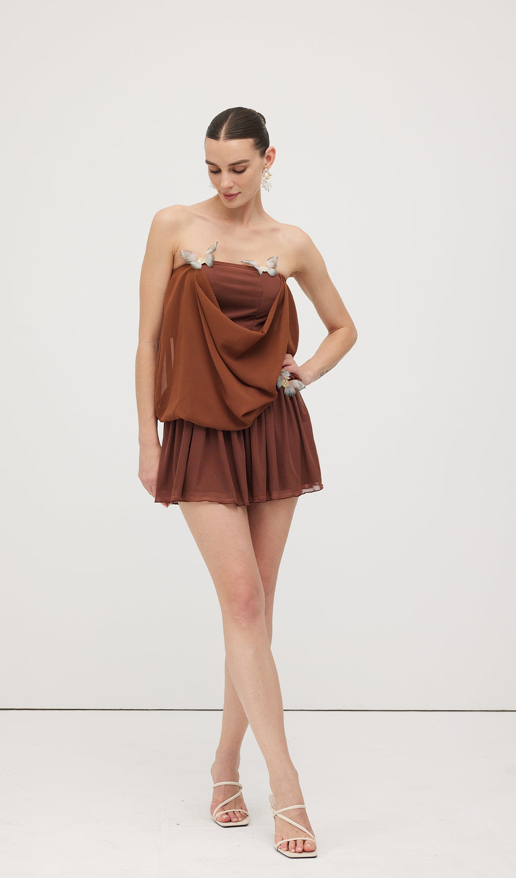 Kelebek Bandeau Sarma Mini Elbise