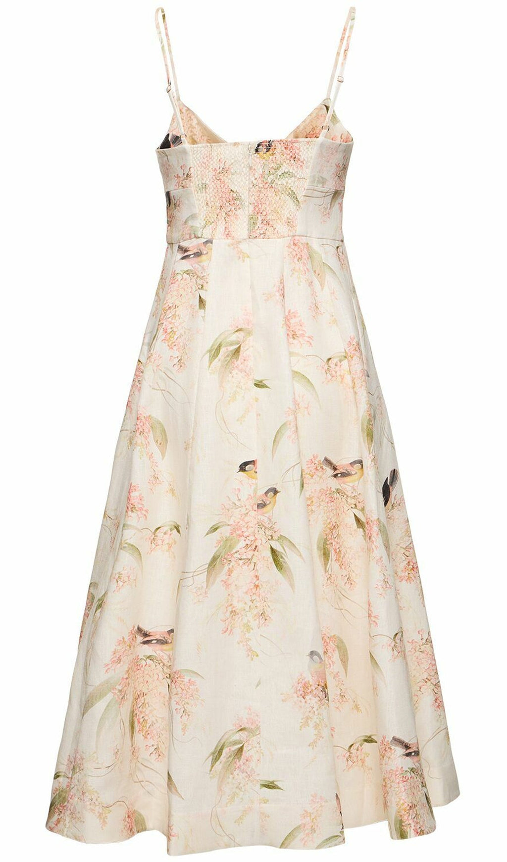 Baskılı Keten Midi Elbise