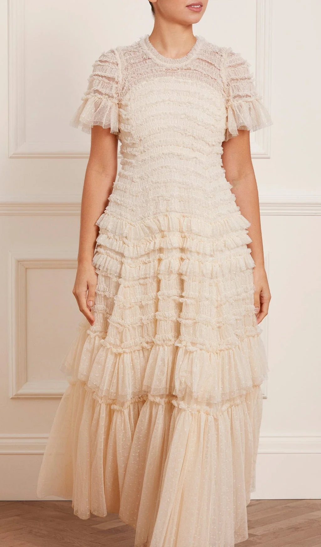 Sevgililer Günü Tül Fileli Volanlı Elbise