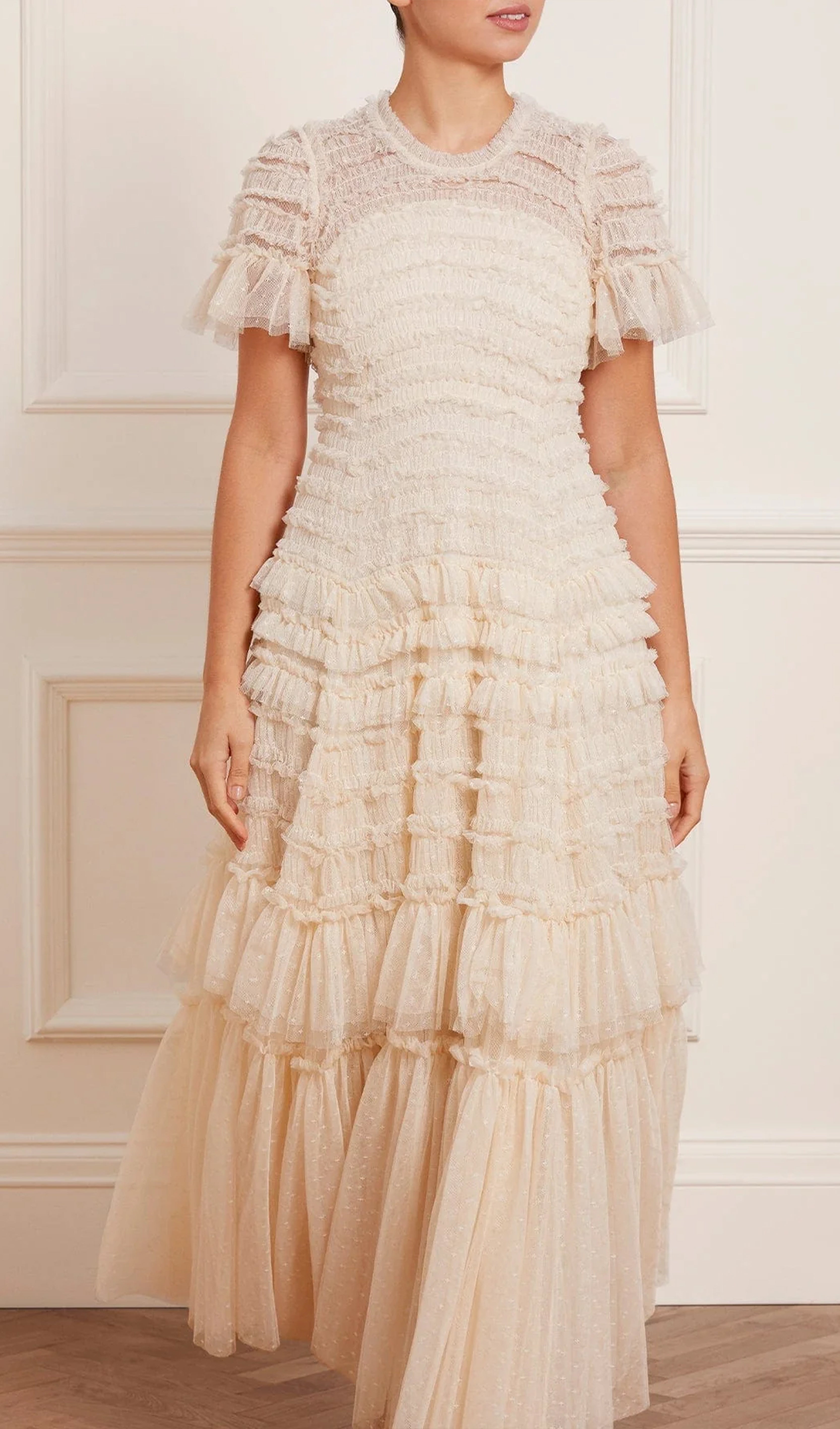 Sevgililer Günü Tül Fileli Volanlı Elbise