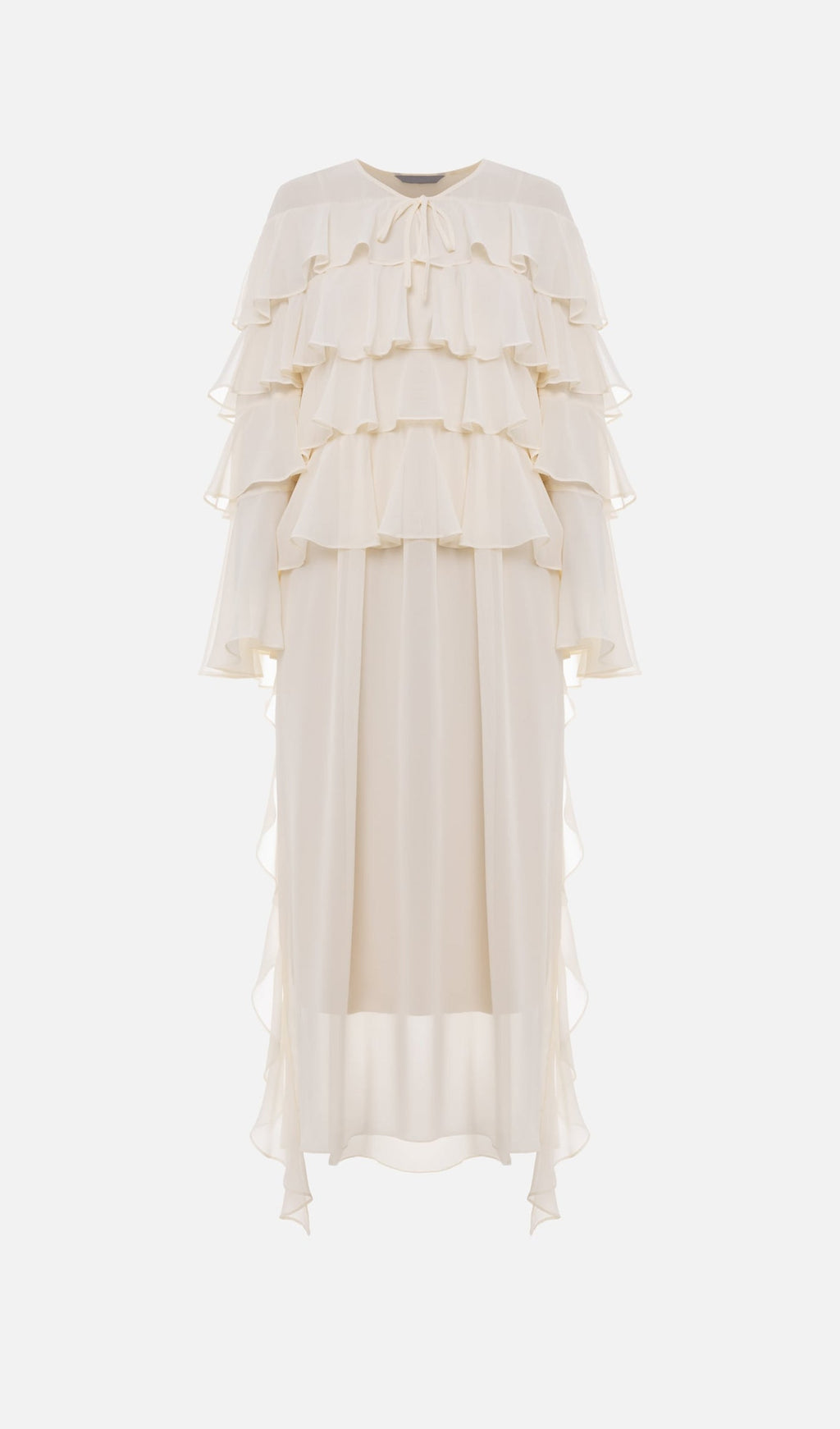 Volanlı Düz Uzun Elbise