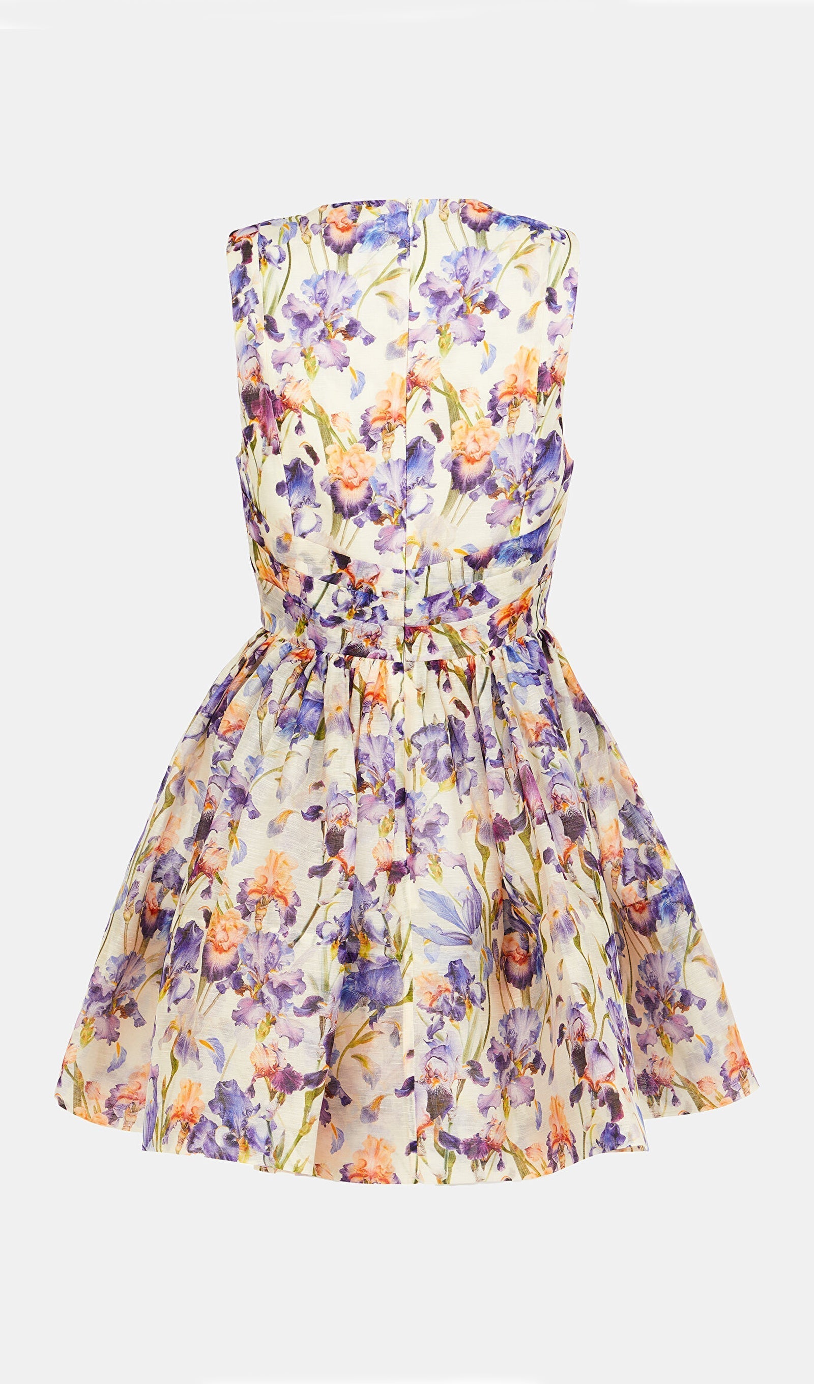 Çiçek Desenli Keten Ve İpek Mini Elbise