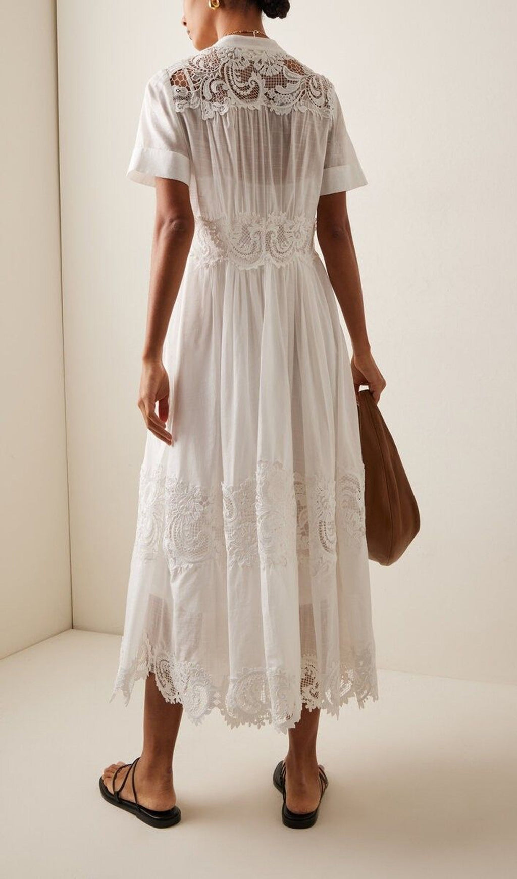 Dantel Kenarlı Pamuklu Tül Midi Elbise