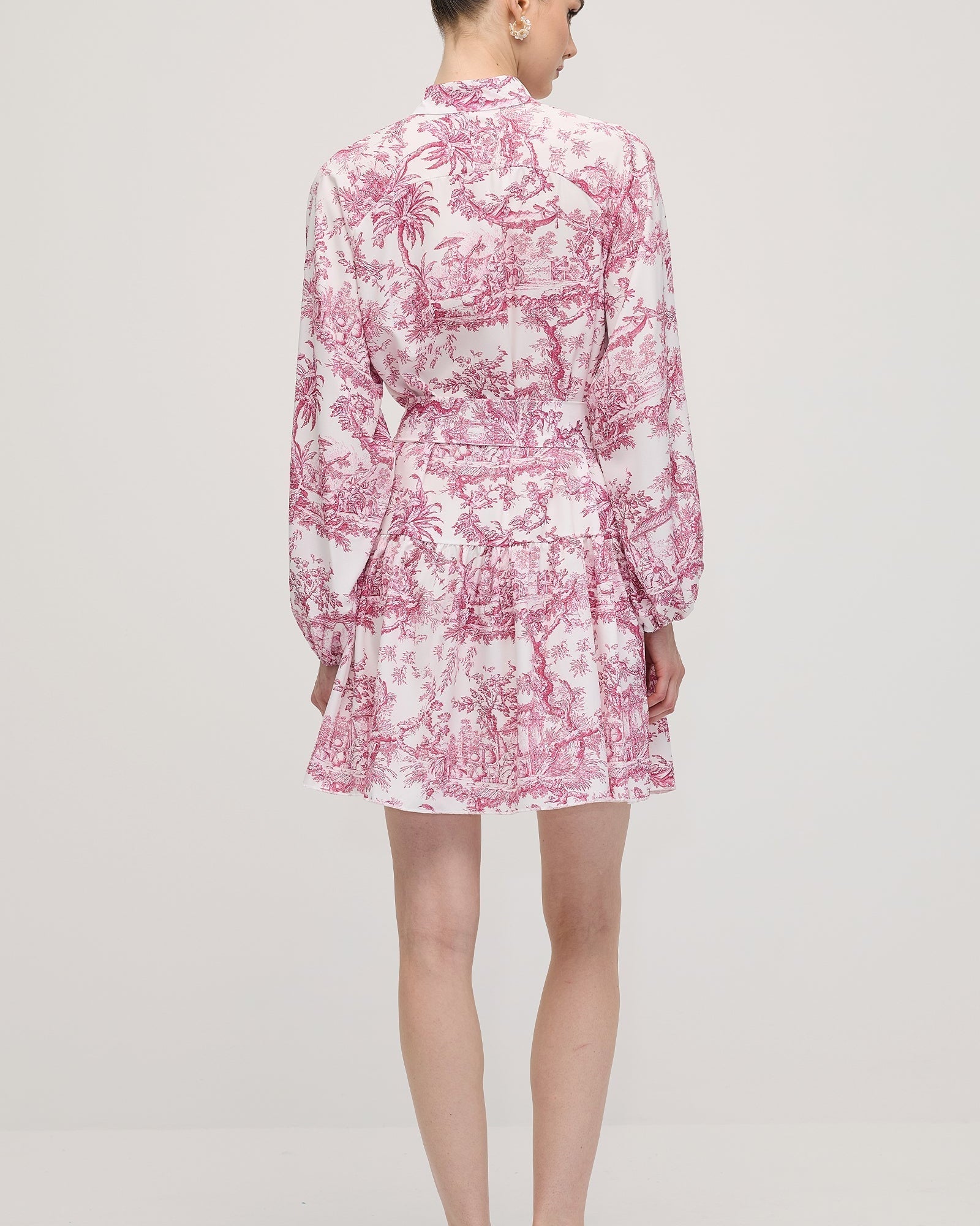 Çiçekli Volanlı Katlı Mini Elbise