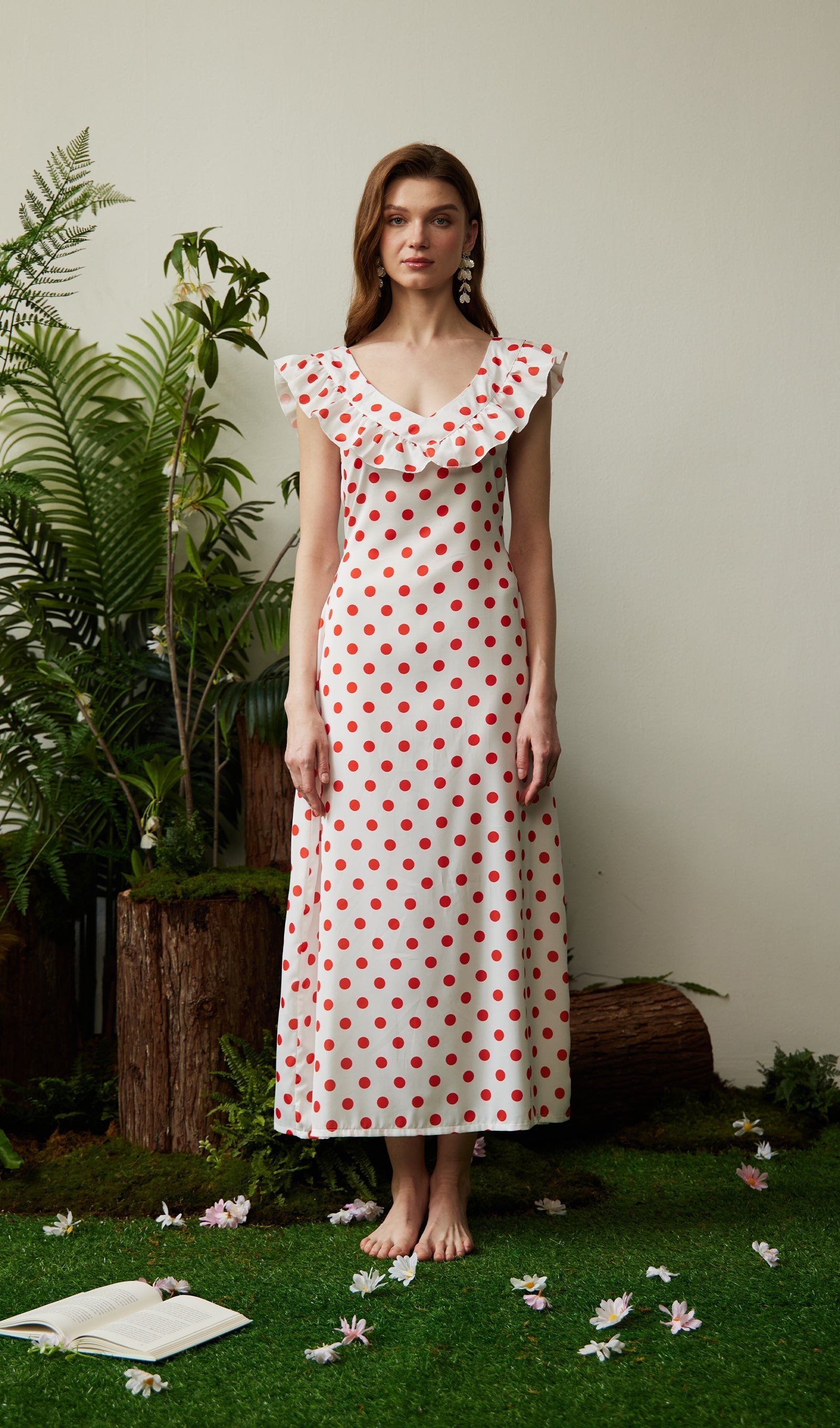 Polka Dot Uzun Elbise