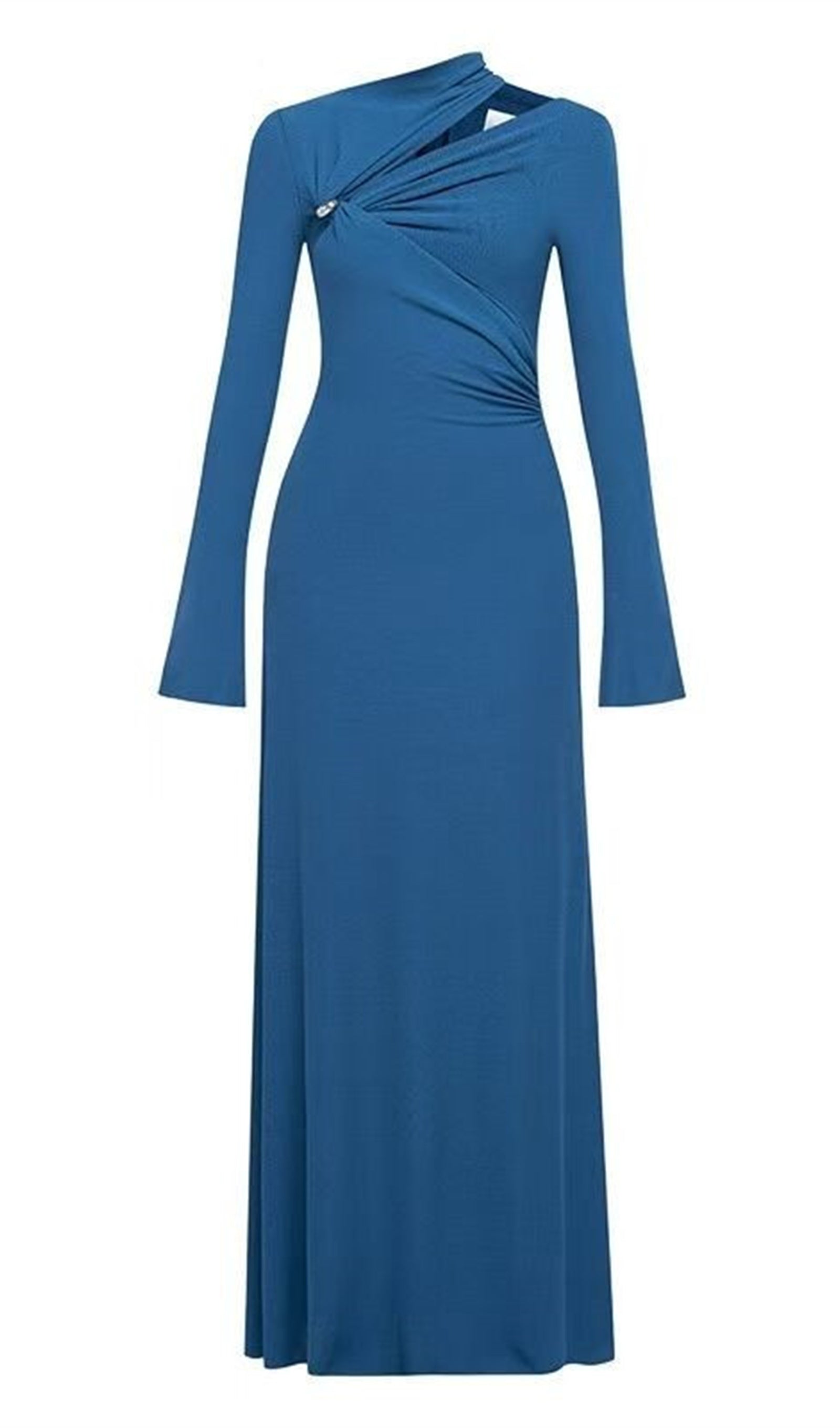 Hollow Out Metalik Dekorlu Uzun Elbise