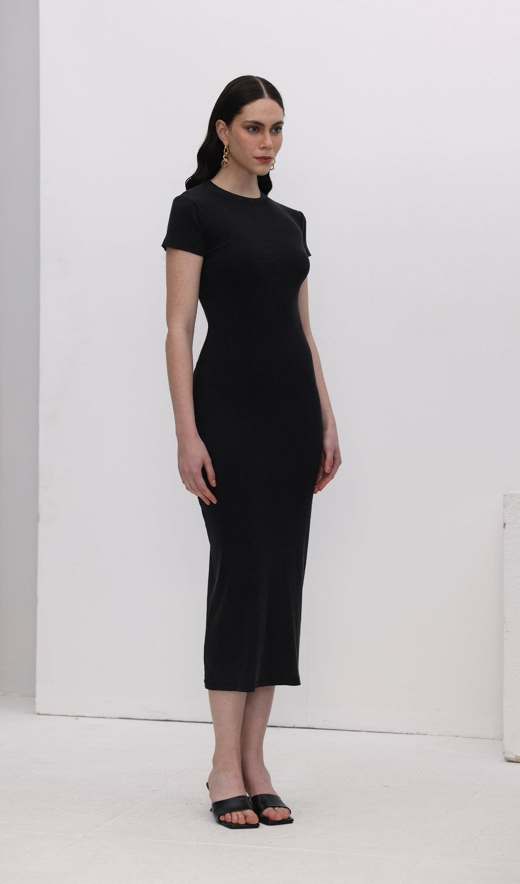 Jersey Vücuda Oturan Midi Elbise