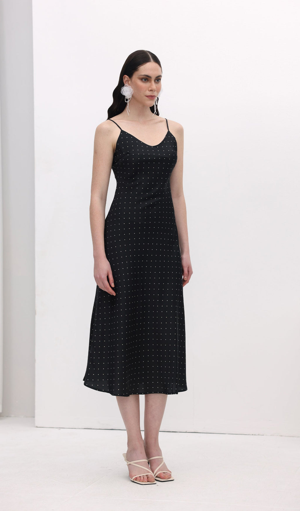 Polka Dot Slip Midi Elbise