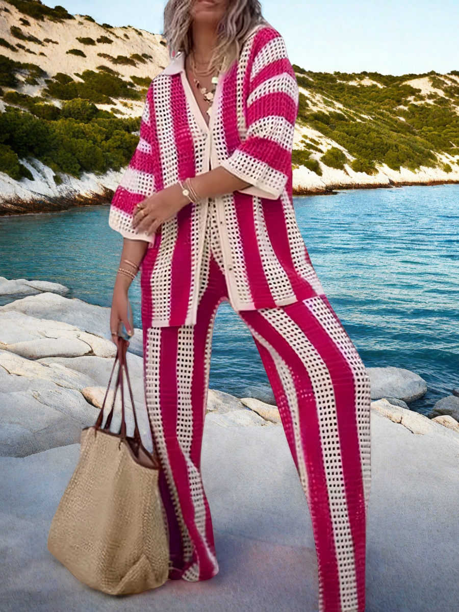 Çizgili Dantel Takım