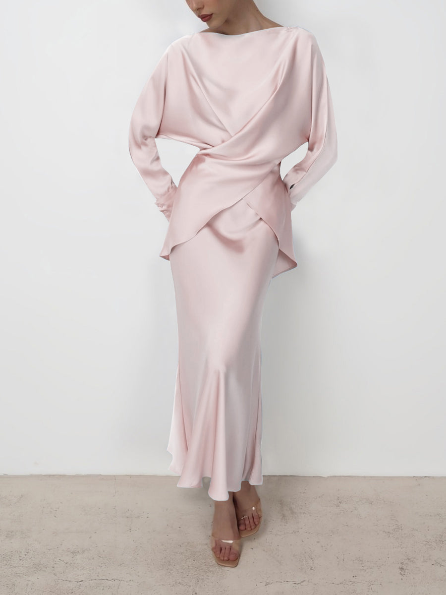 Zarif Çapraz Bağlamalı Düz Etek Takımı