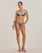 Mavi Polka Dot Balenli Bikini Takımı