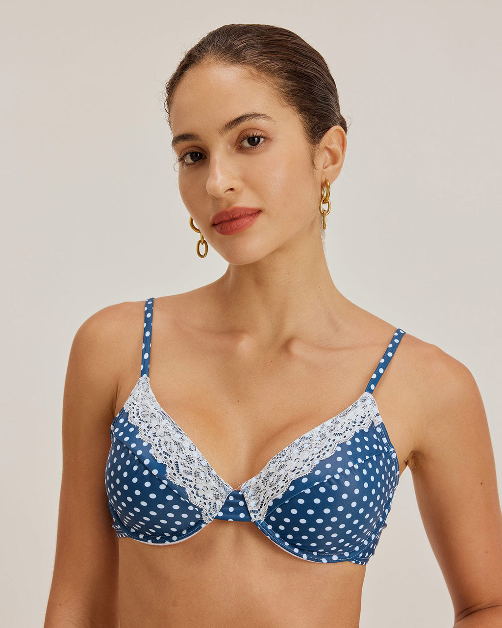 Mavi Polka Dot Balenli Bikini Takımı