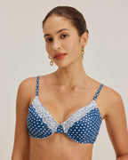 Mavi Polka Dot Balenli Bikini Takımı