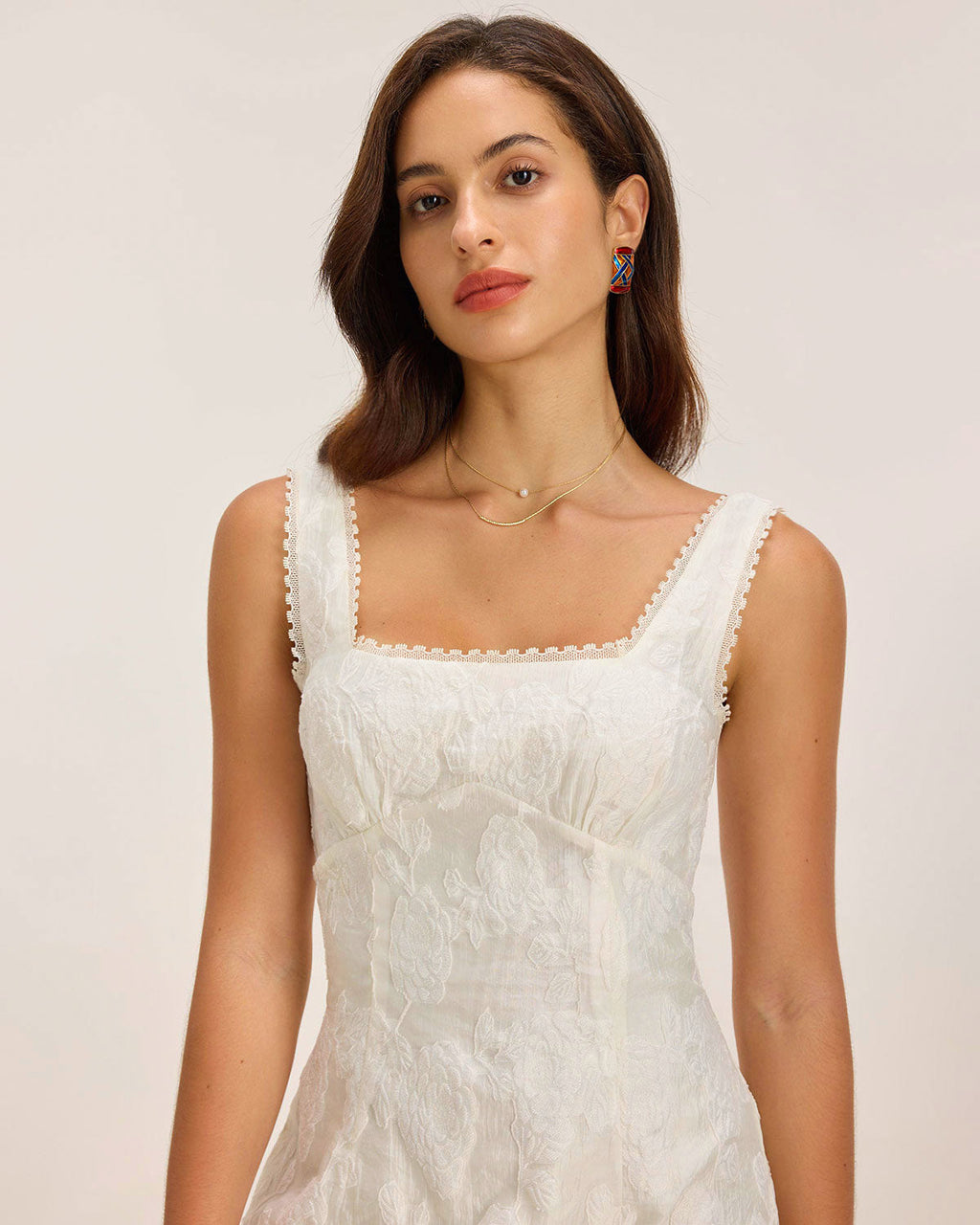 Kare Yaka Slip Mini Elbise