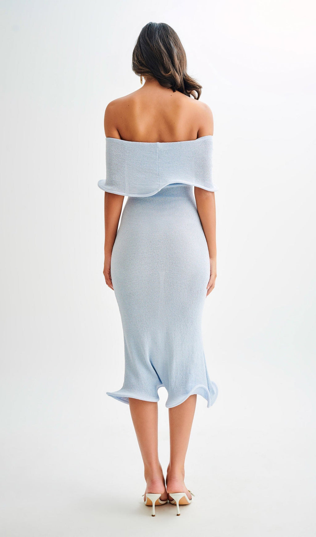 Omuz Açık Örgü Midi Elbise