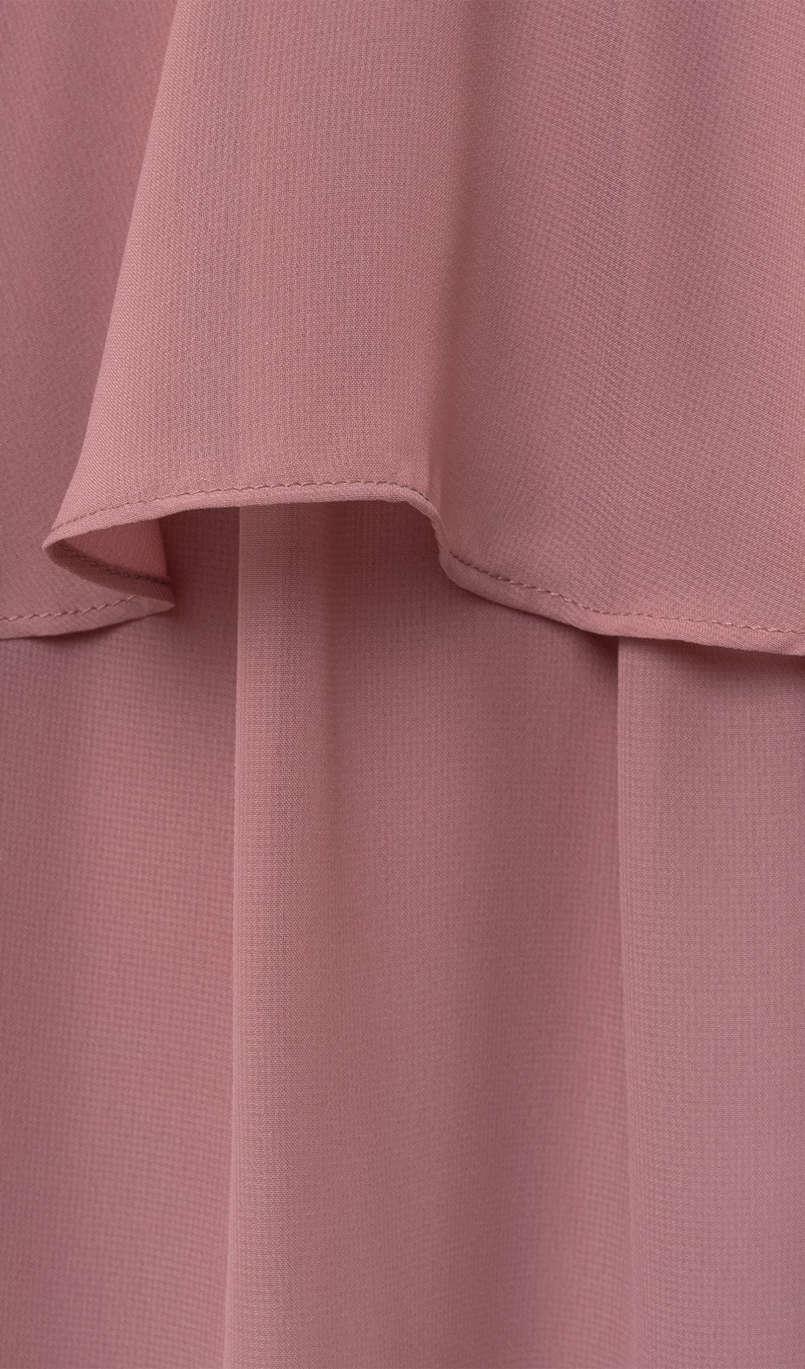 Pembe Volanlı Uzun Elbise