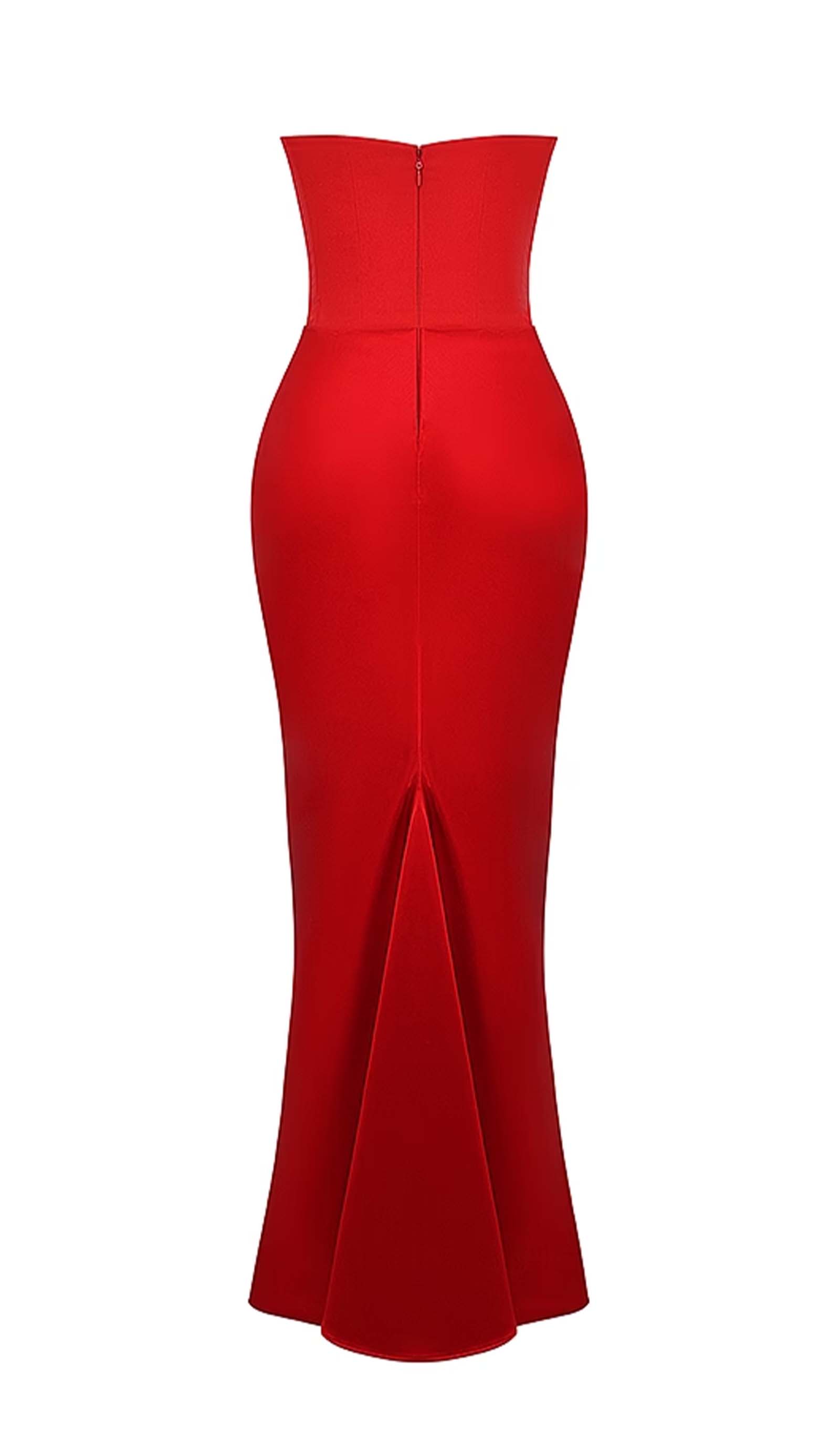 Omuz Açık Saten Uzun Elbise