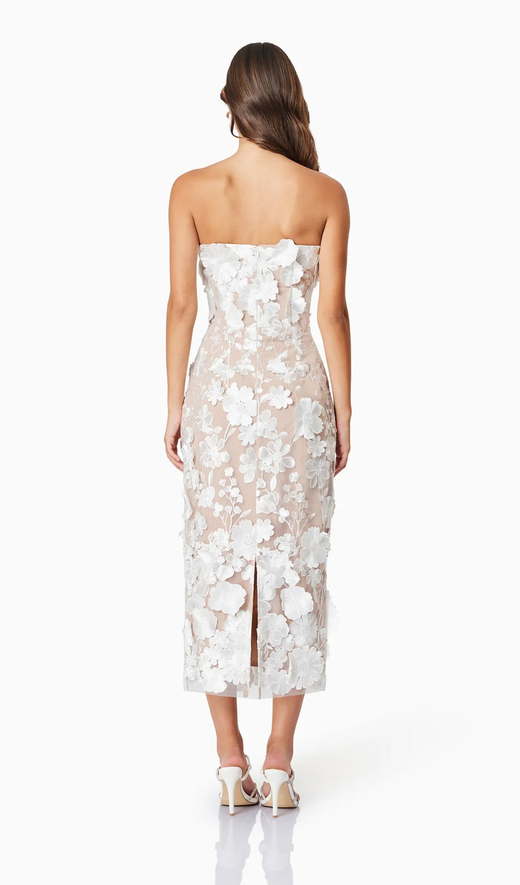 Çiçek İşlemeli Kolsuz Midi Elbise