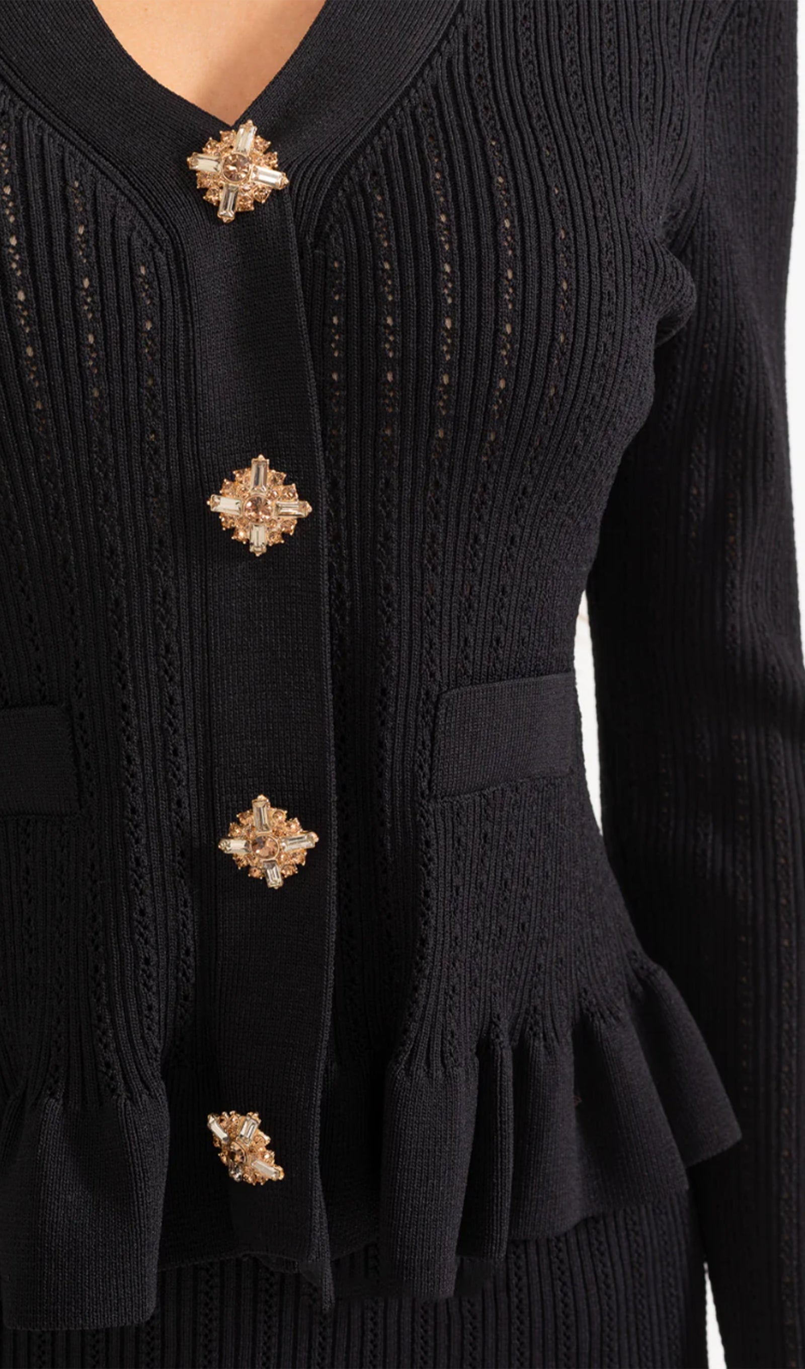 Fırfırlı Kloş Örgü Midi Elbise