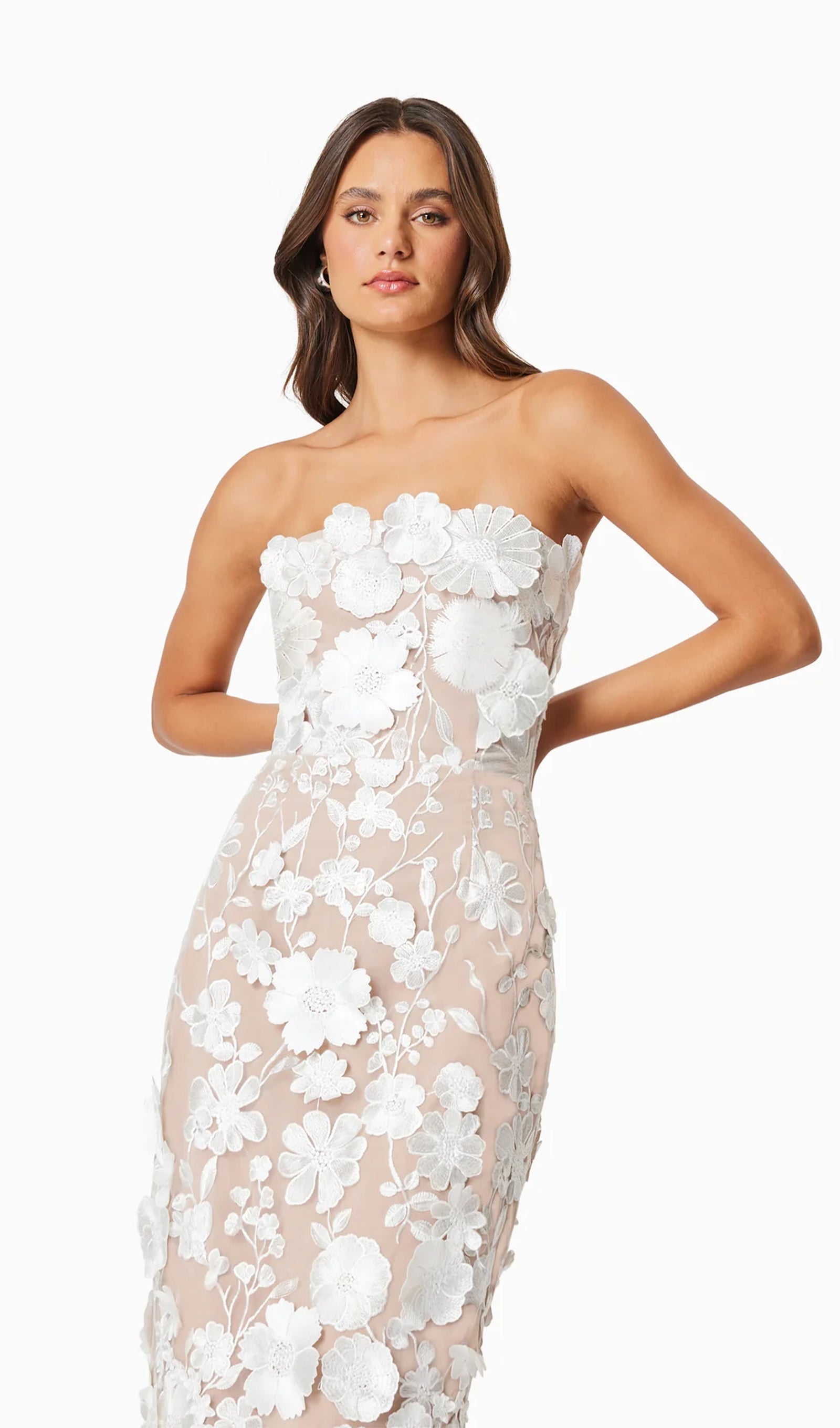 Çiçek İşlemeli Kolsuz Midi Elbise