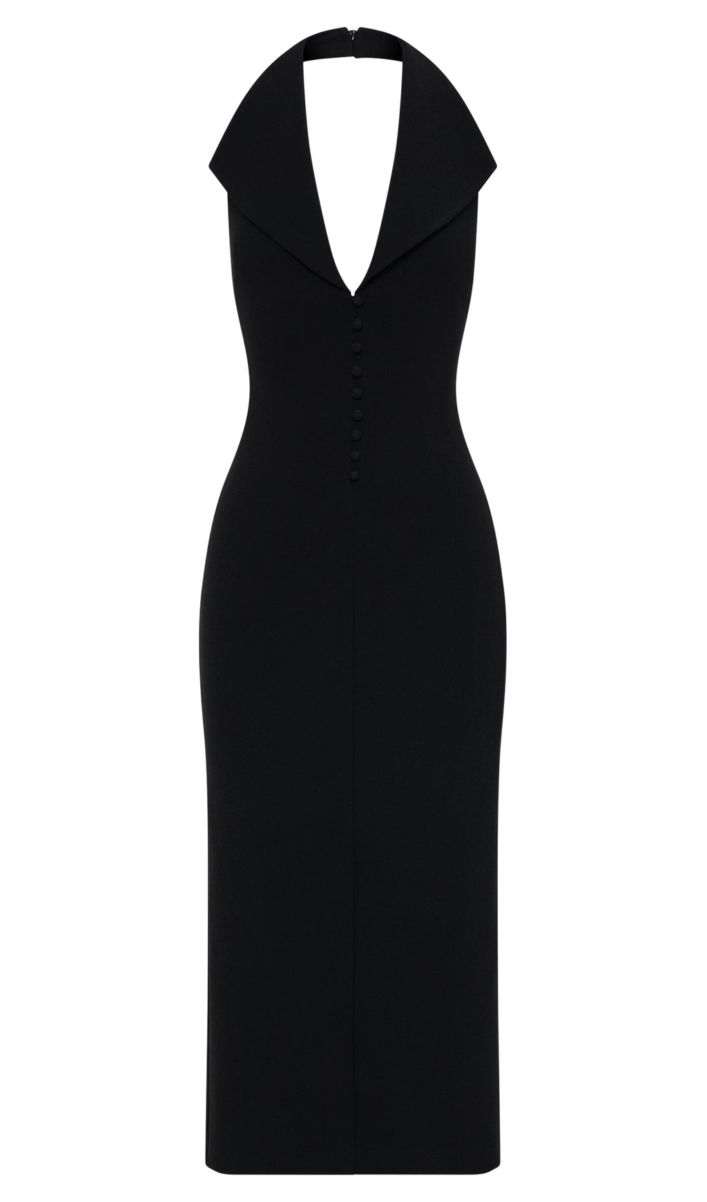 Siyah Krep Askılı Midi Elbise