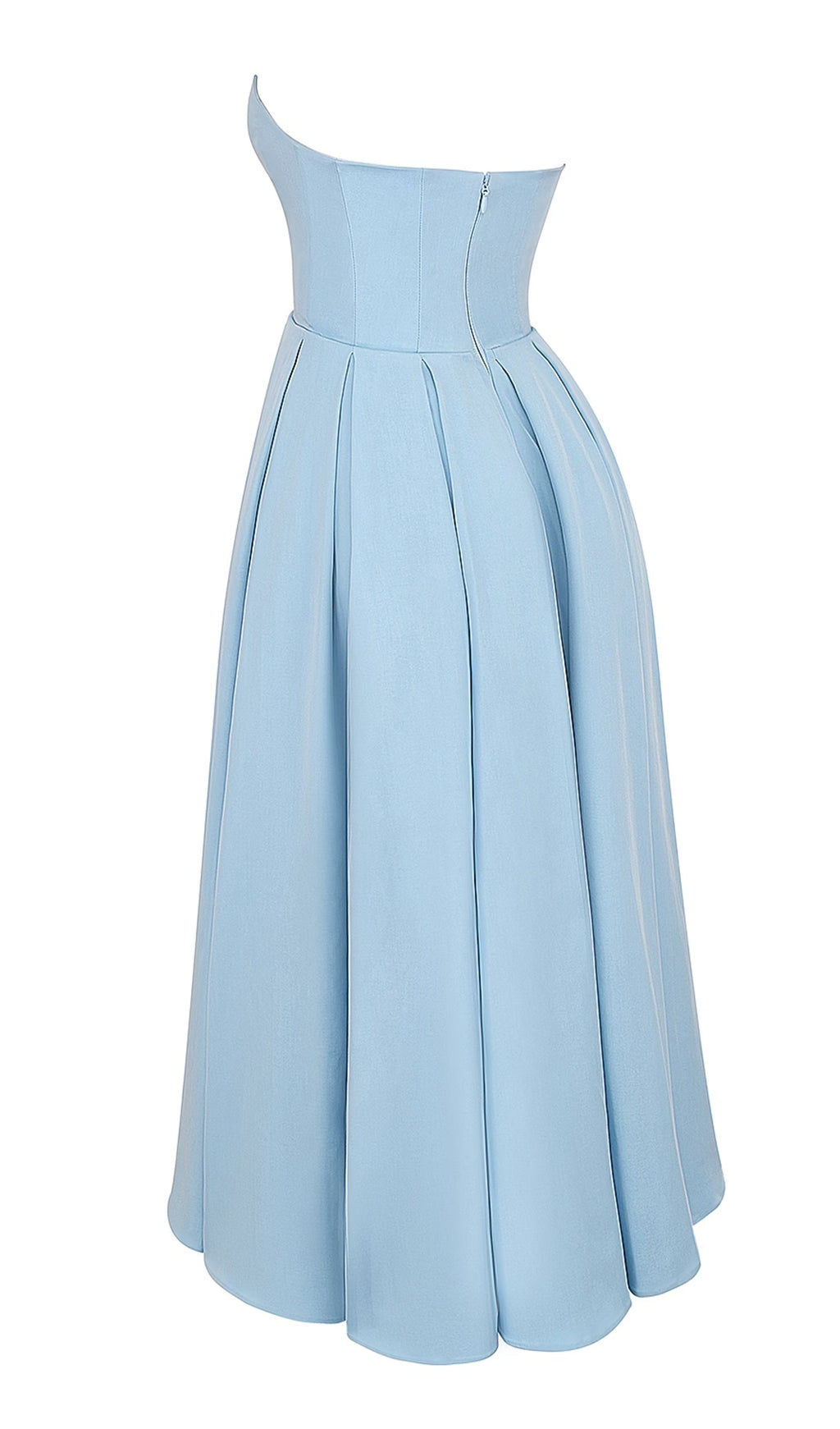 Açık Mavi Askısız Korseli Midi Elbise