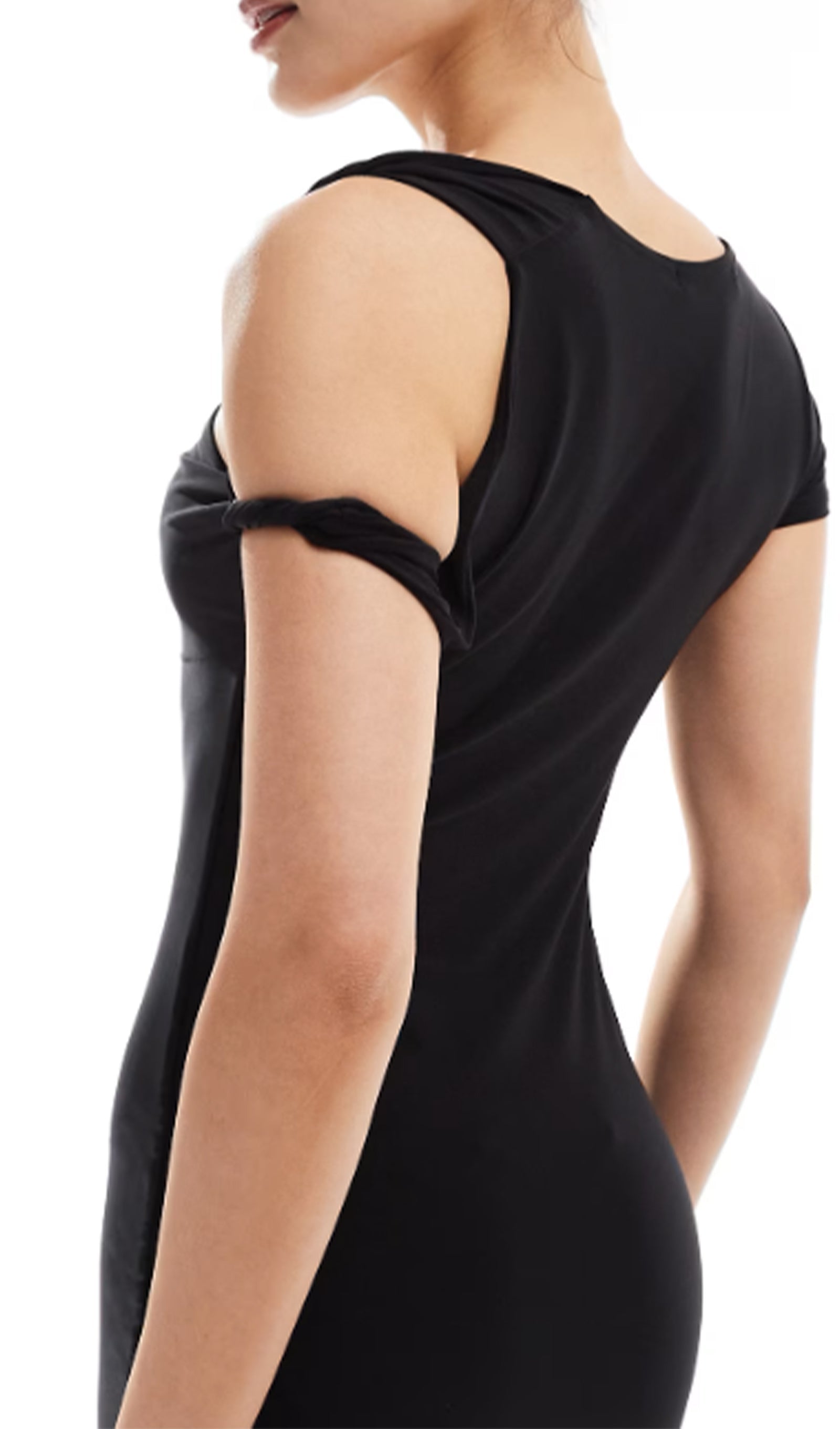 Twist Askılı Dar Mini Elbise-Siyah