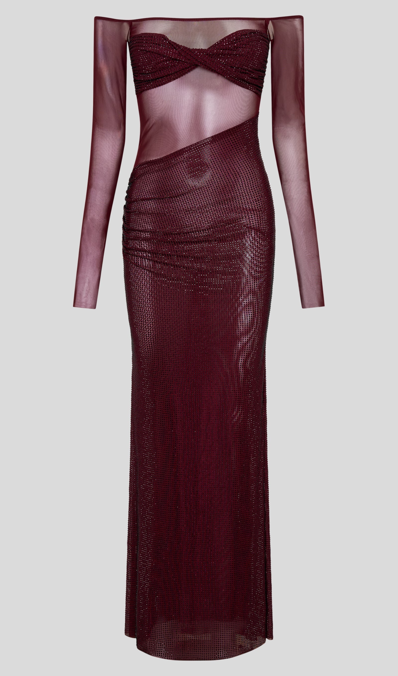 Pırlanta Omuz Açık Maksi Elbise