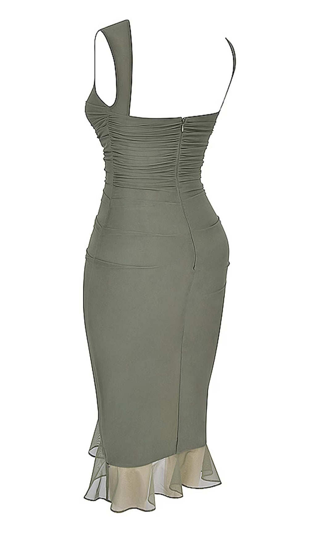 File Kolsuz Volanlı Midi Elbise