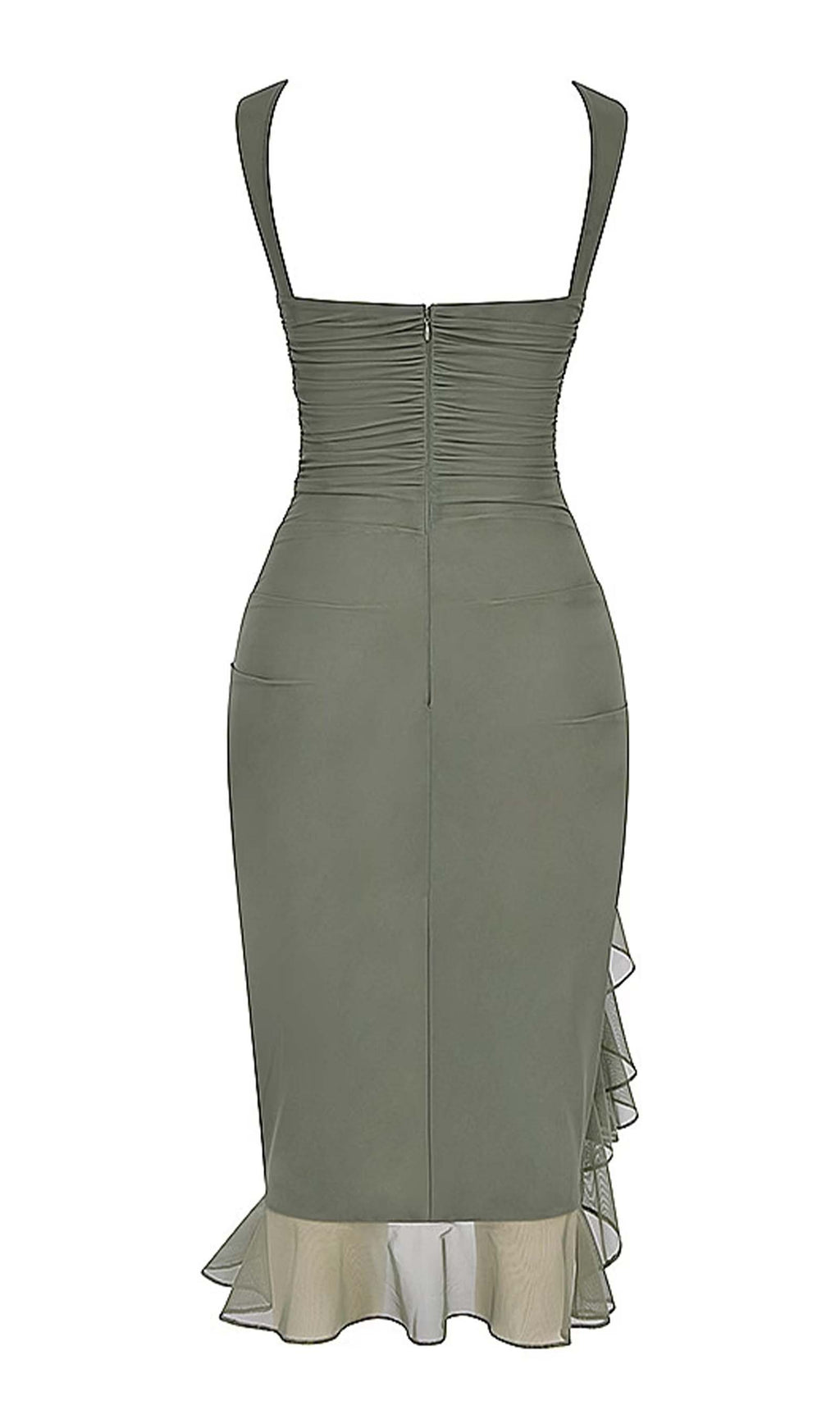 File Kolsuz Volanlı Midi Elbise