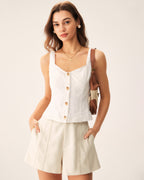 Bej Çizgili Cep Şort