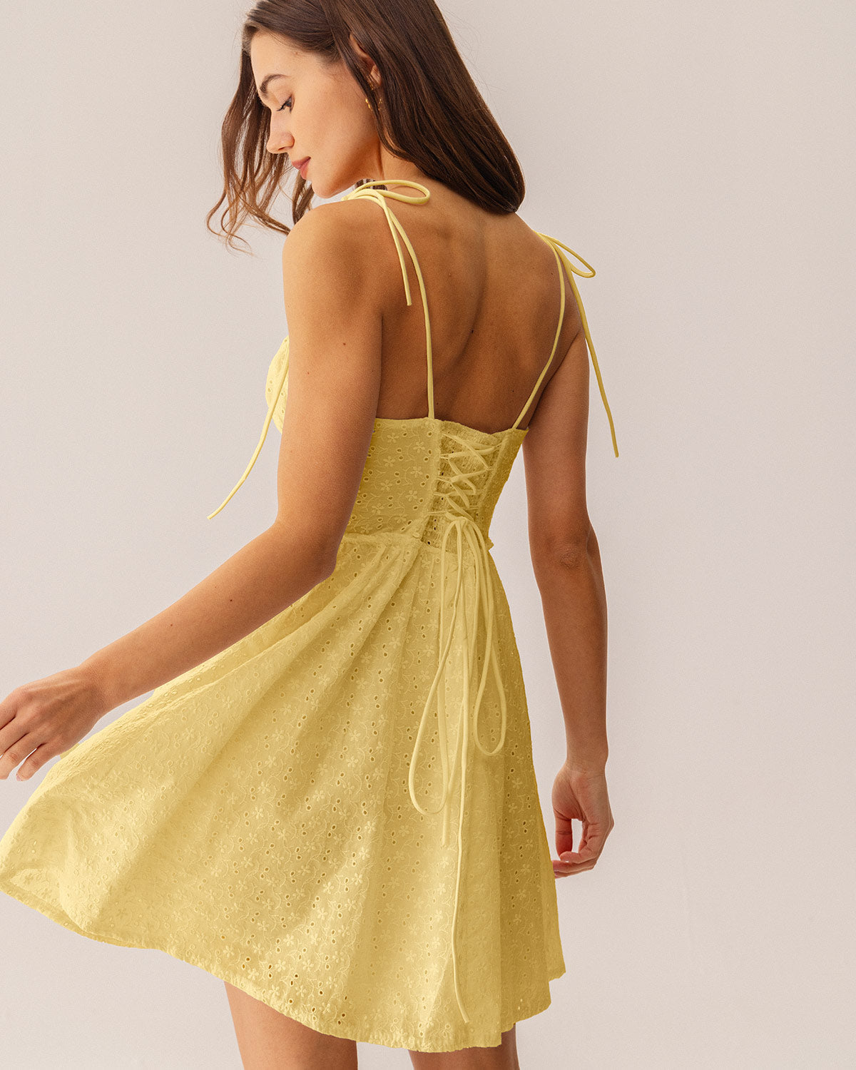 Sarı Dantelli Korse Slip Mini Elbise