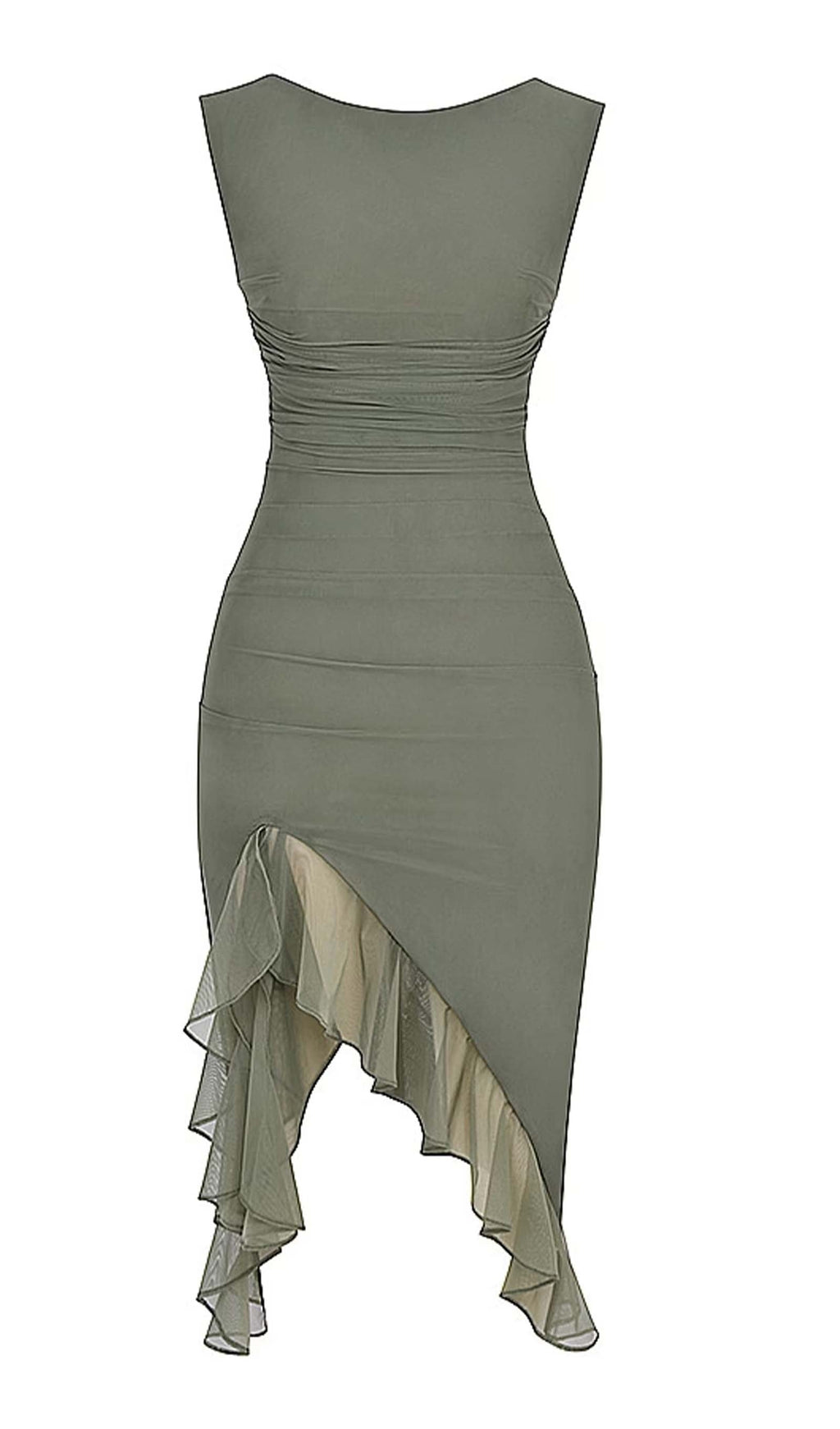 File Kolsuz Volanlı Midi Elbise