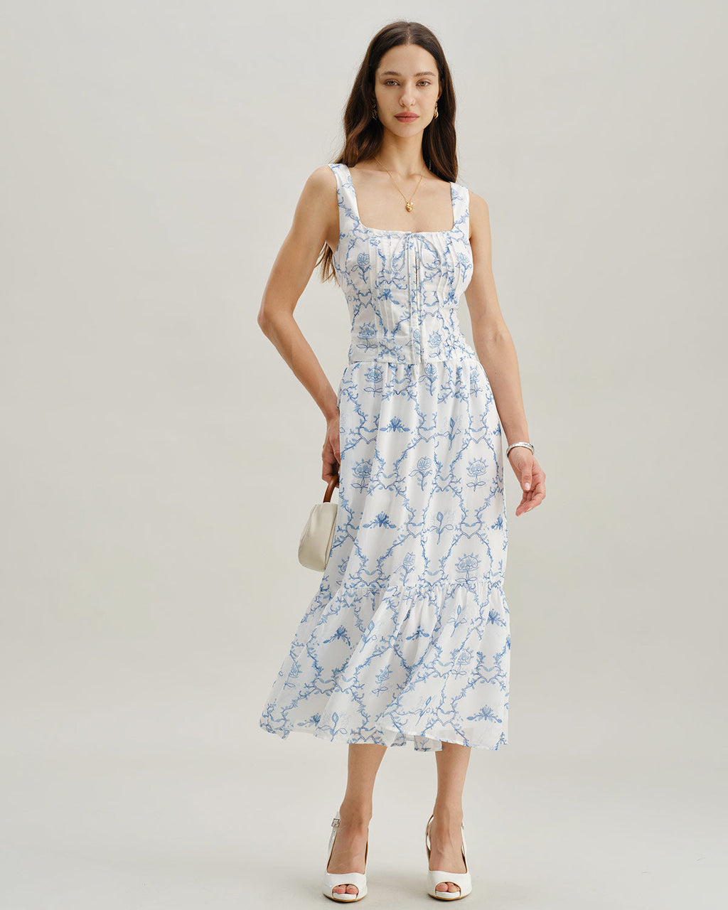 Beyaz Çiçekli Büzgülü Atlet