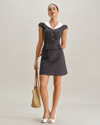 Siyah Polka Noktalı Kısa Kollu Gömlek