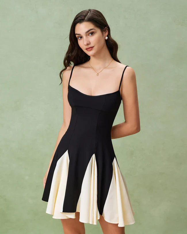 Kontrast Slip Mini Elbise
