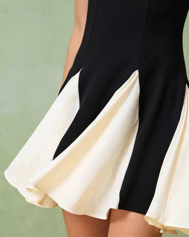Kontrast Slip Mini Elbise