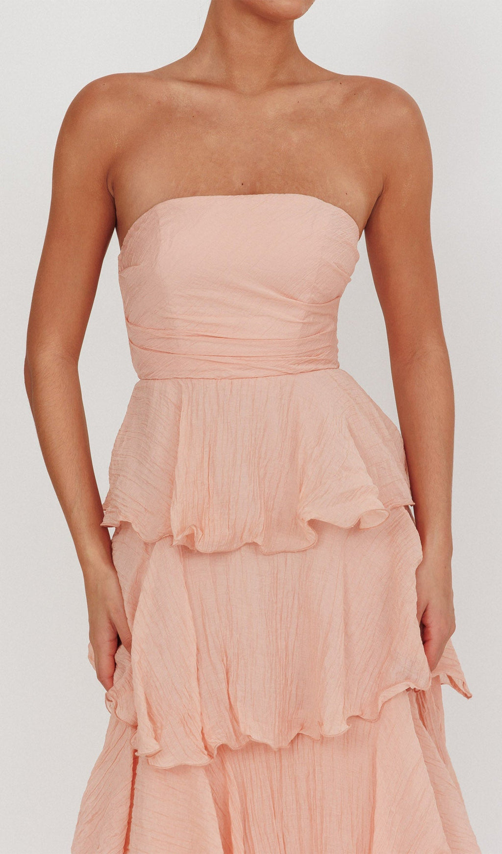 Askısız Katmanlı Midi Elbise