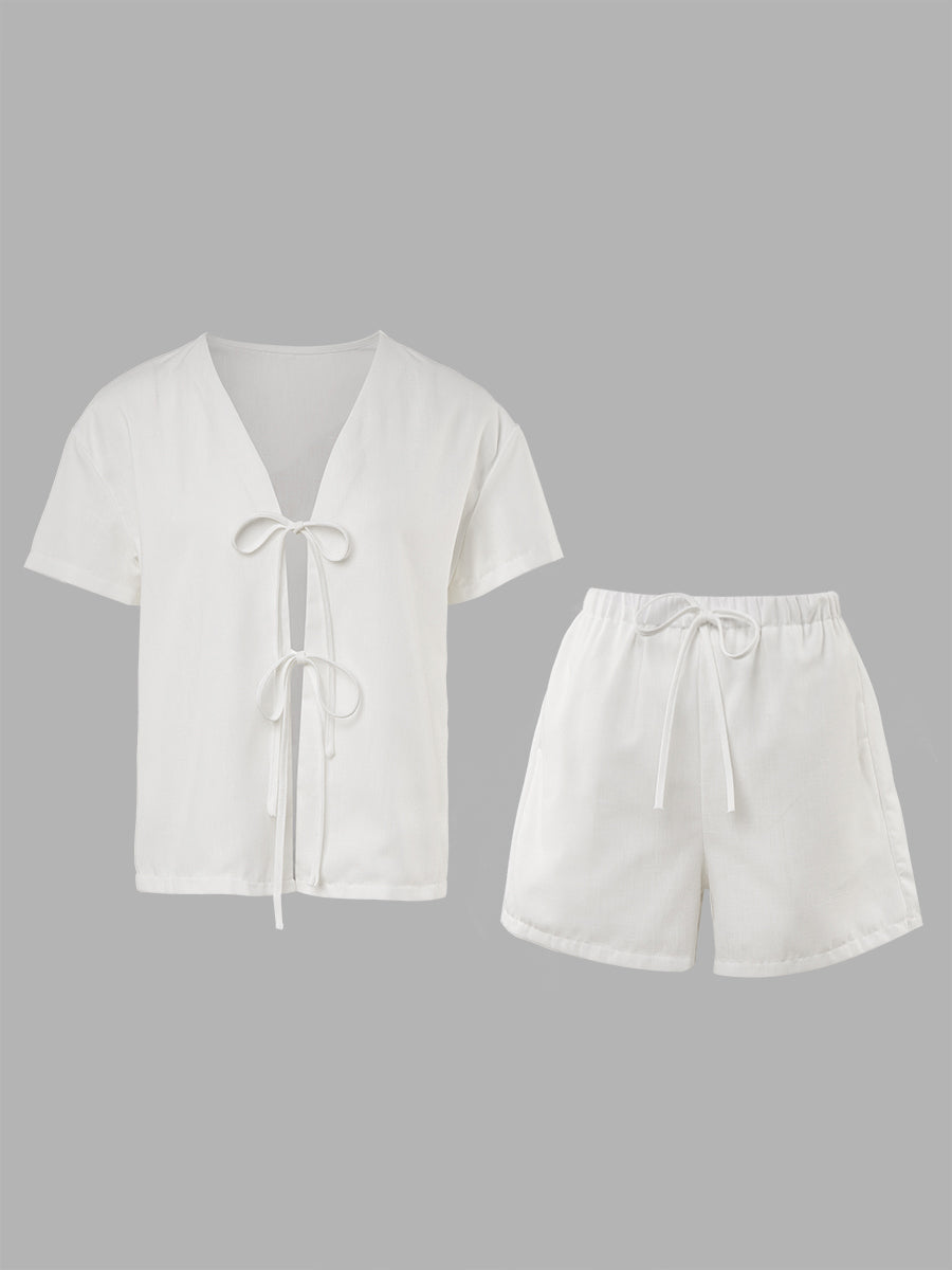 Bağlamalı Şort Takımı