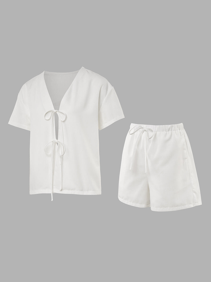 Bağlamalı Şort Takımı