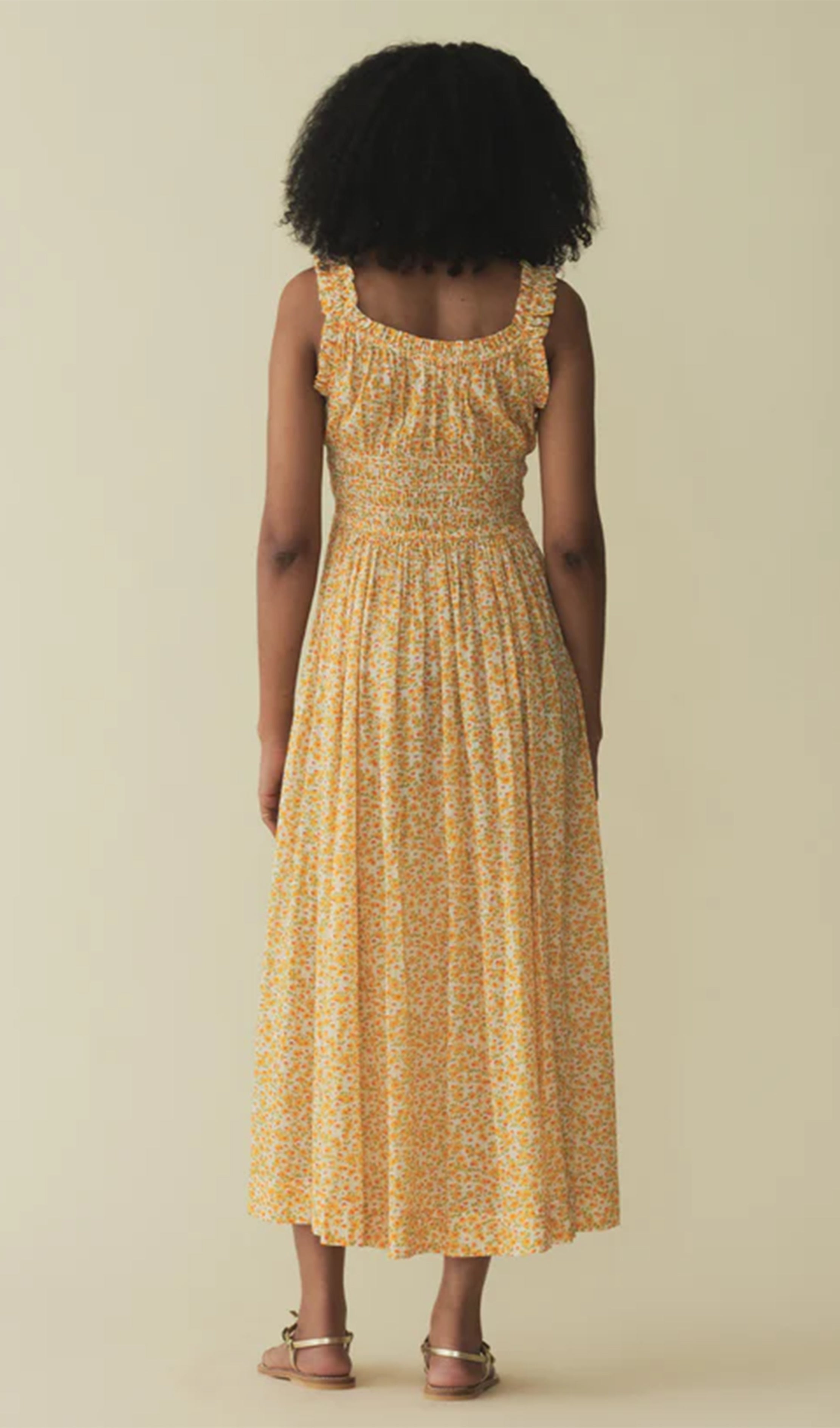 Ruffle Gingham Midi Slip Elbise