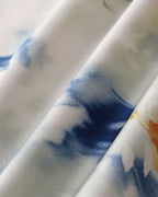 Mavi Çiçekli Denizkızı Slip Midi Elbise