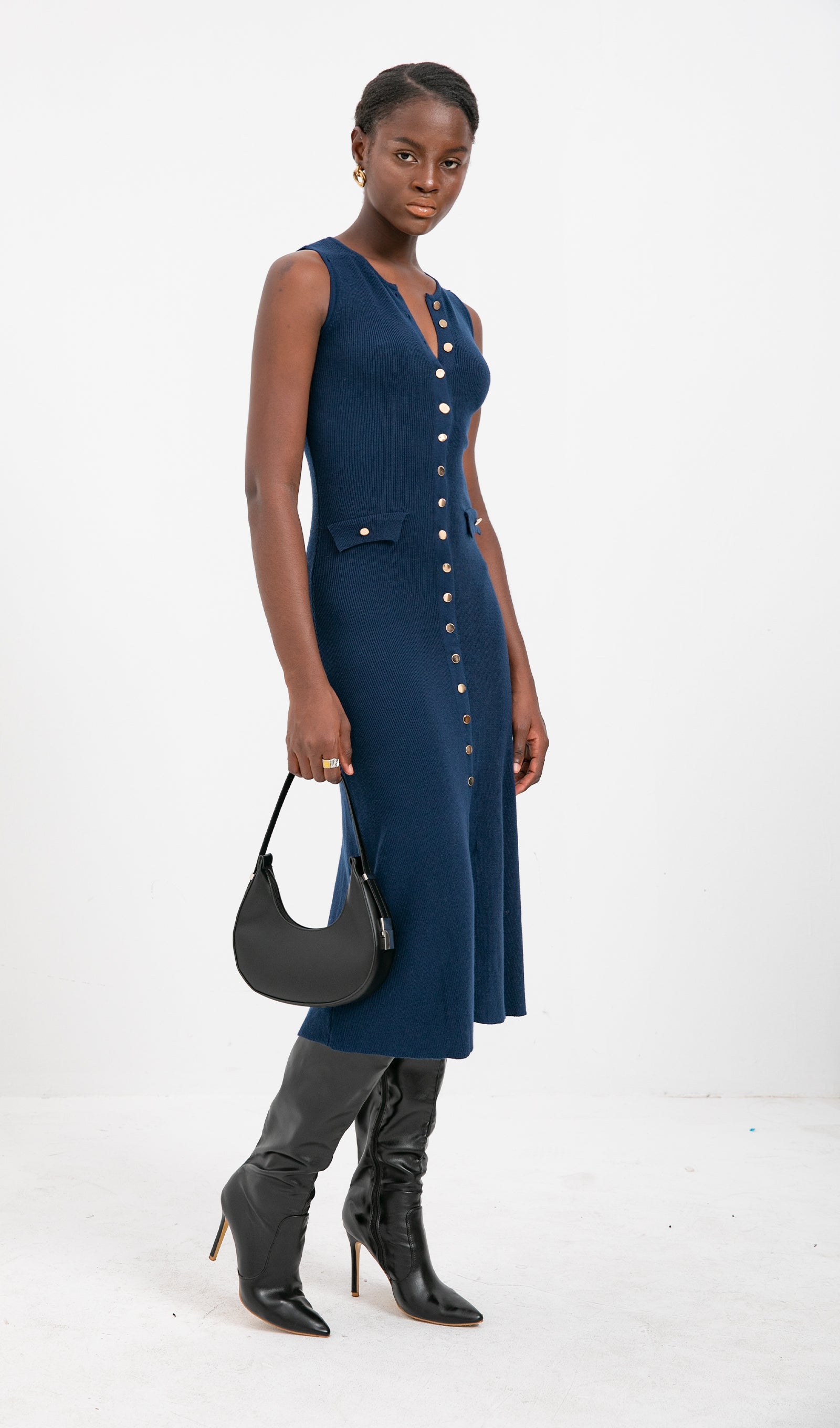 Trend A Kesim Örme Midi Elbise