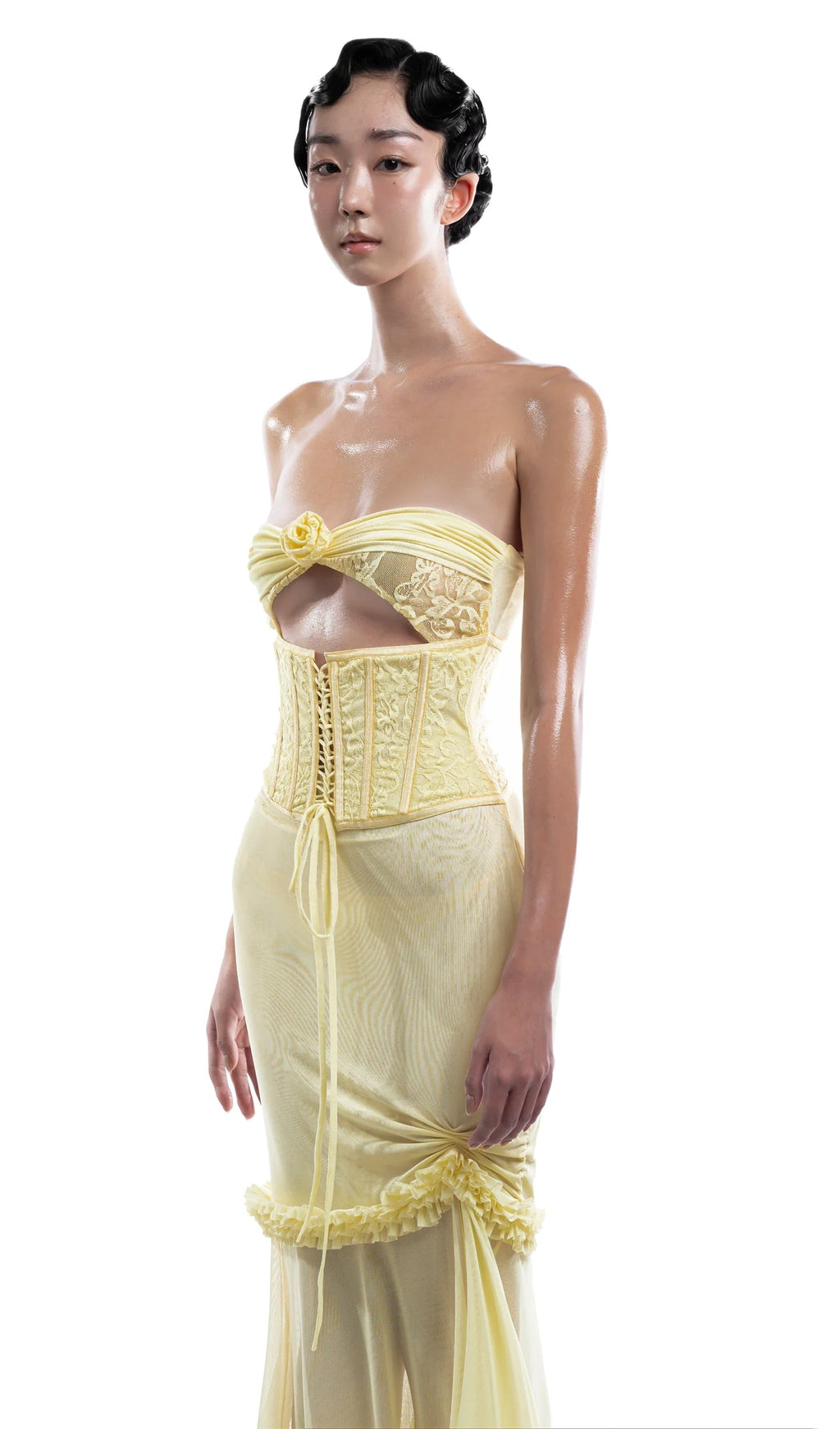 Bandeau Sütyenli Hollow Out Uzun Elbise