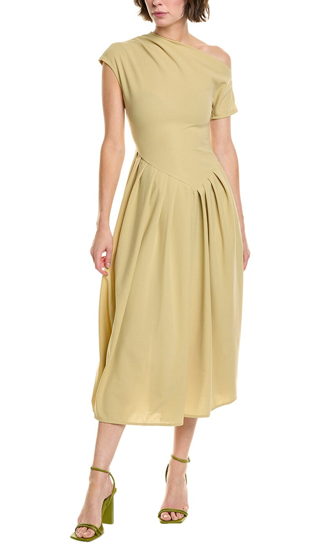 Matcha'Da Asimetri Tek Omuzlu Mayo Midi Elbise