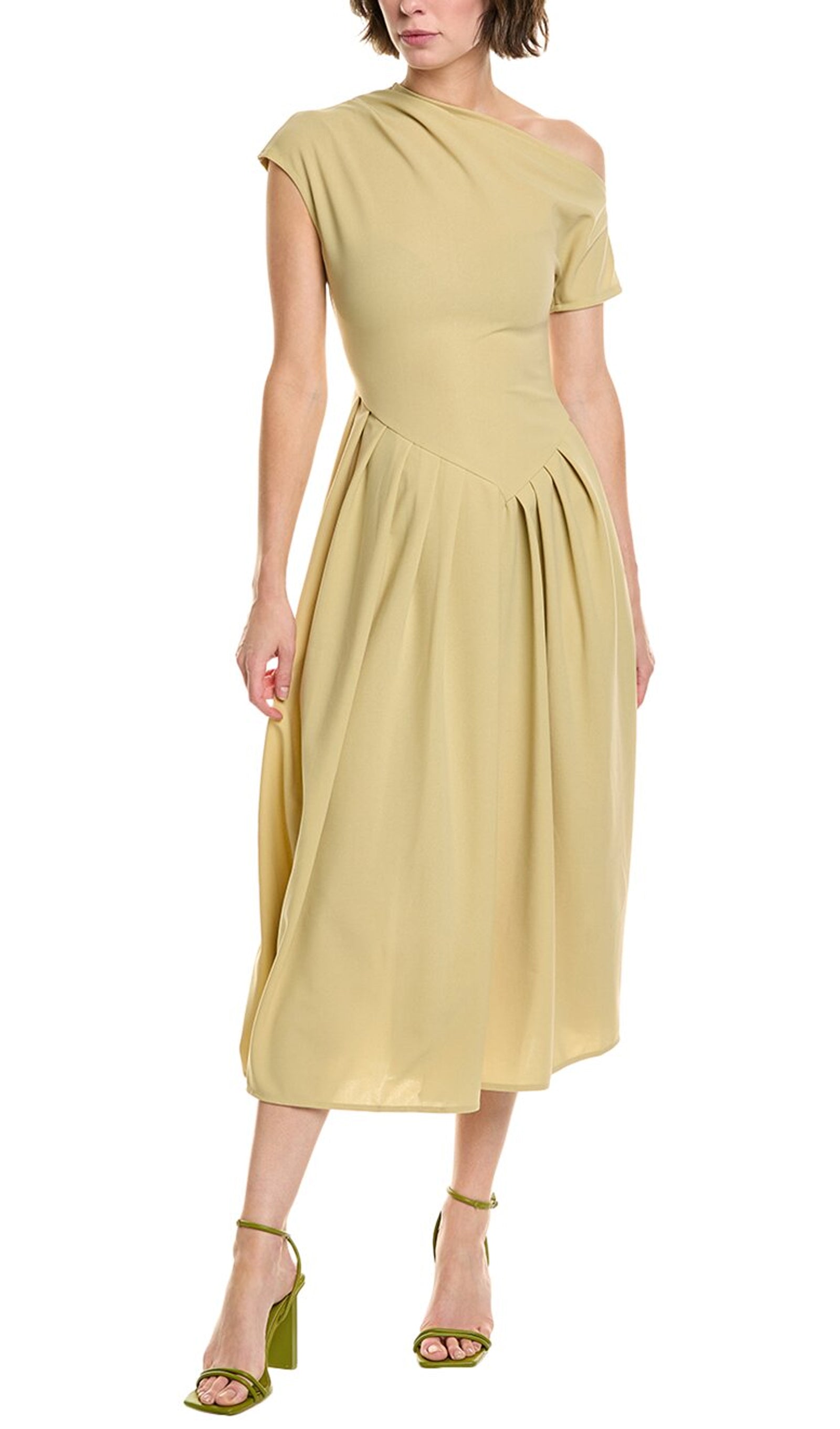 Matcha'Da Asimetri Tek Omuzlu Mayo Midi Elbise