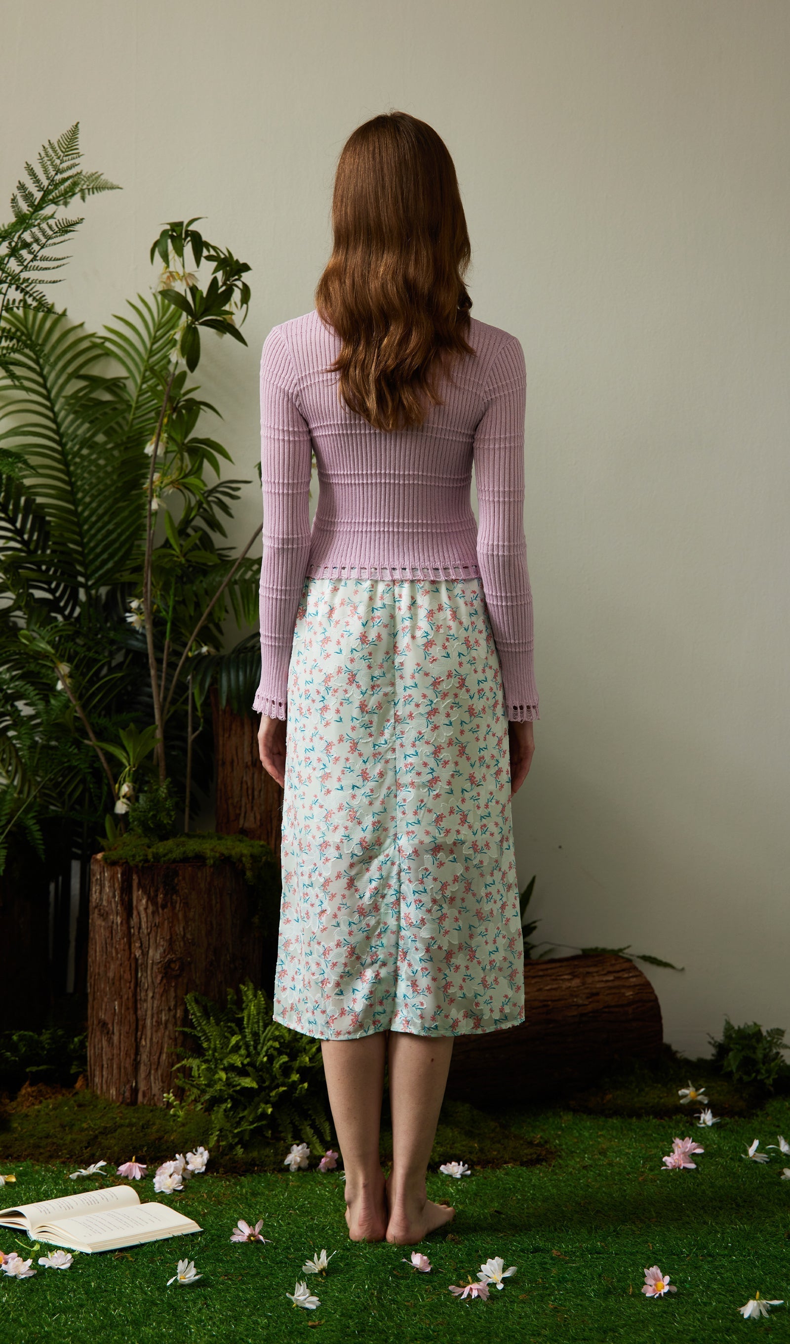 Çiçek Desenli Midi Etek