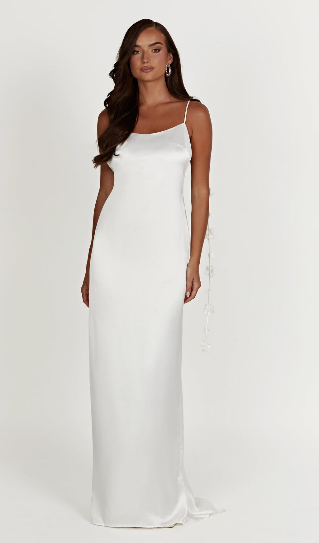 Gül Düşük Sırtlı Saten Elbise Uzun Elbise